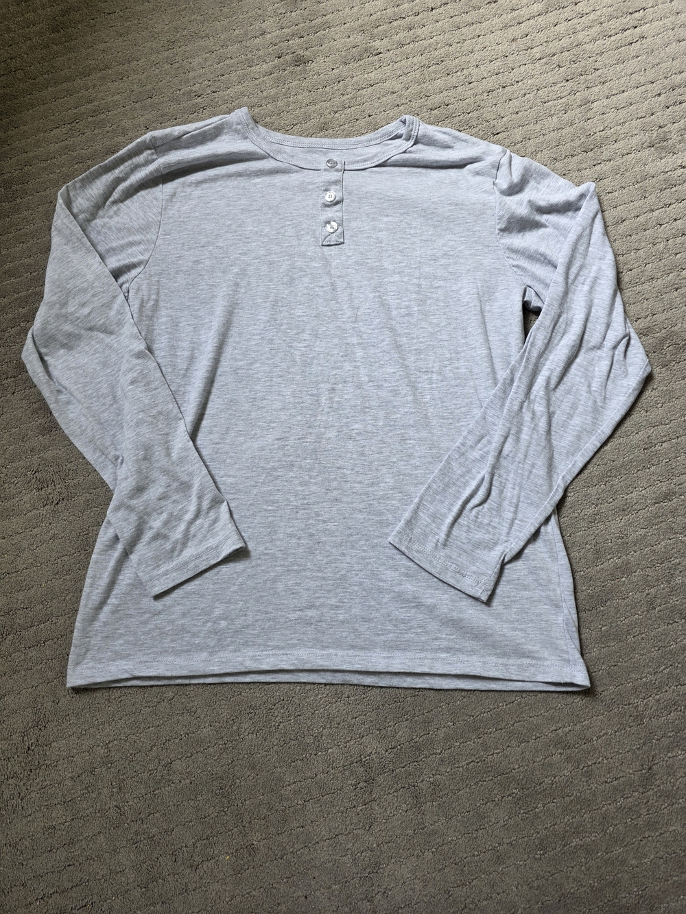 SHEIN Light Gray Long Sleeve Henley Pajama Top